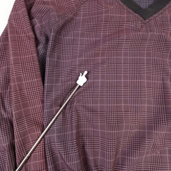 Munsingwear Penguin Grand Slam Mens XL Pullover V-Neck Golf Jacket Purple Check - Picture 8 of 11